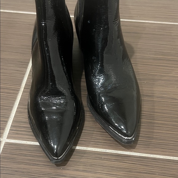 Marc Fisher Glossy Black Ankle Booties - Picture 2 of 5